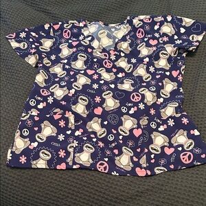 Scrub top Sloth Print - Blue and Pink